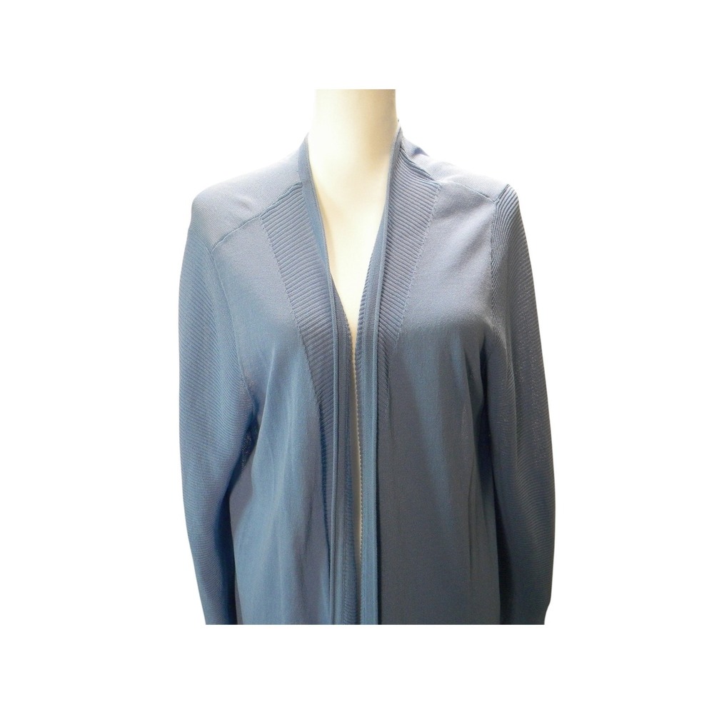 Chico's open‎ front cardigan, periwinkle blue, size XL (Chico's 3) ribbed trim